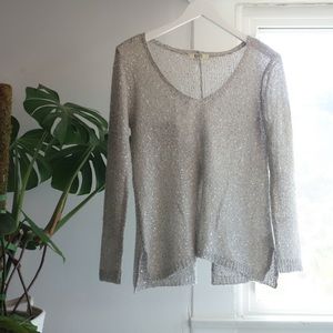 SILVER SEQUIN SWEATER - XS